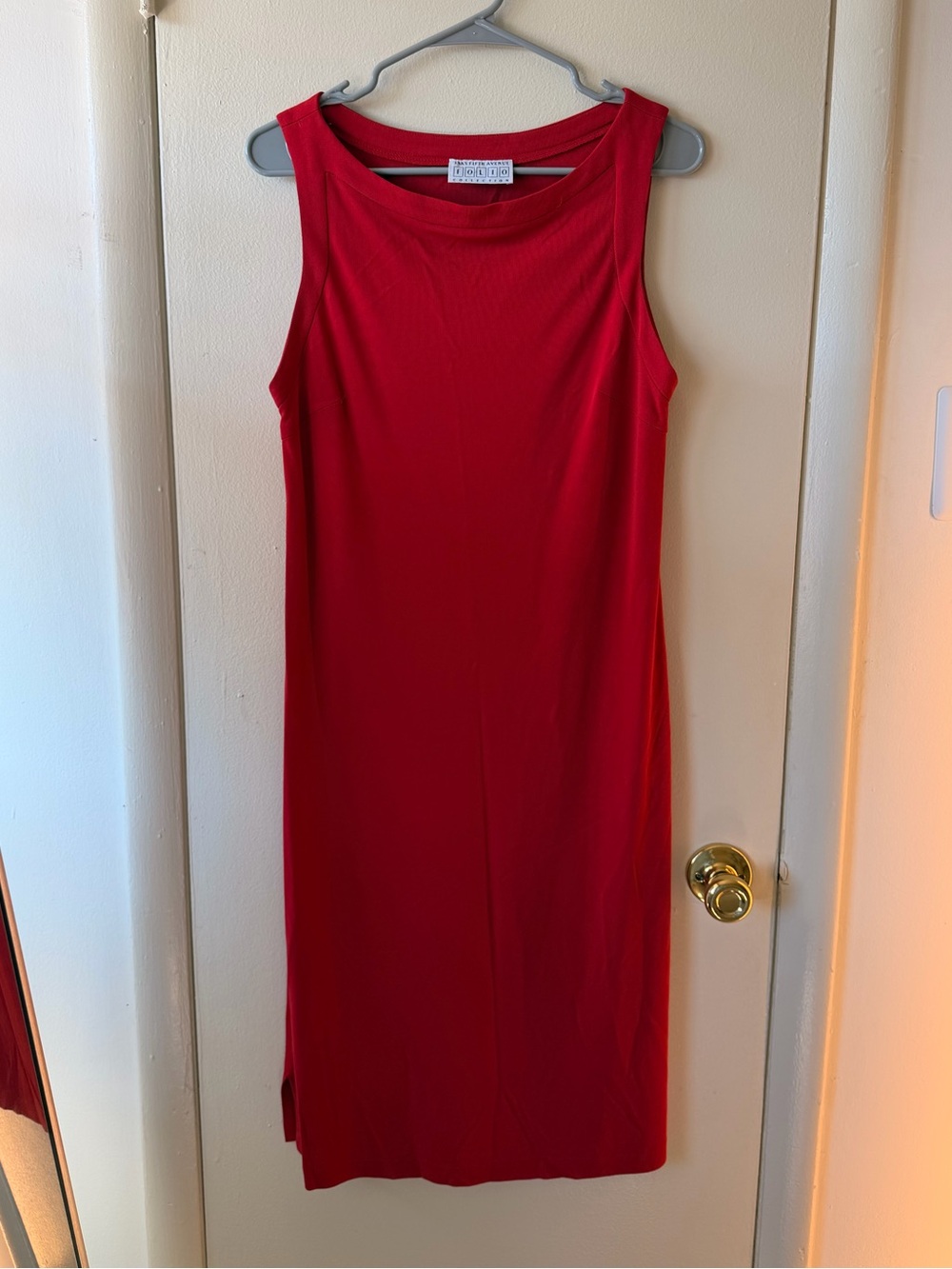 Vintage 90s Saks Fifth Avenue Folio Red Rayon Midi Dress L USA